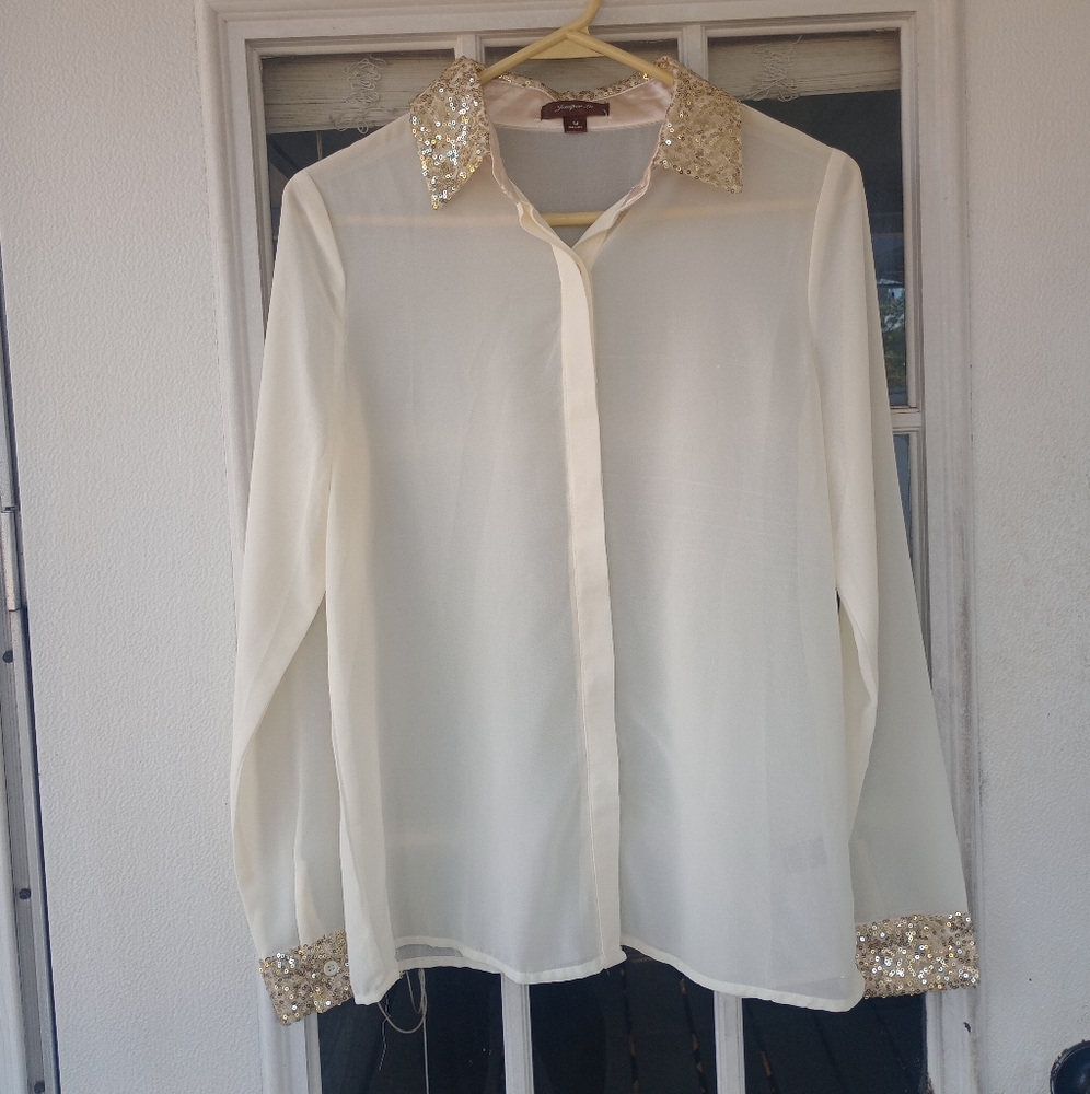 Jupiter Ln Button down long sleeve top sz M